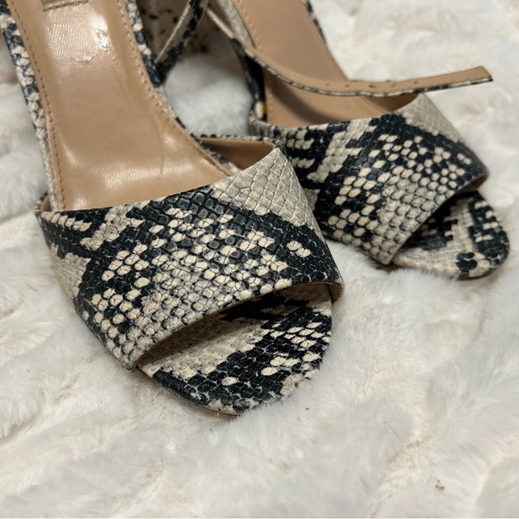 Steve Madden Black and White Snakeskin Ankle Strap Block Heel - Picture 5 of 15